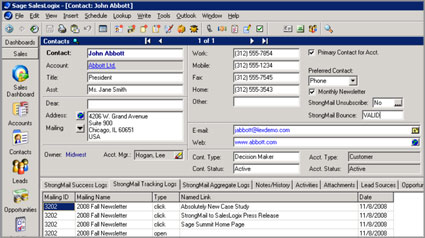 SalesLogix StrongView Tracking Logs